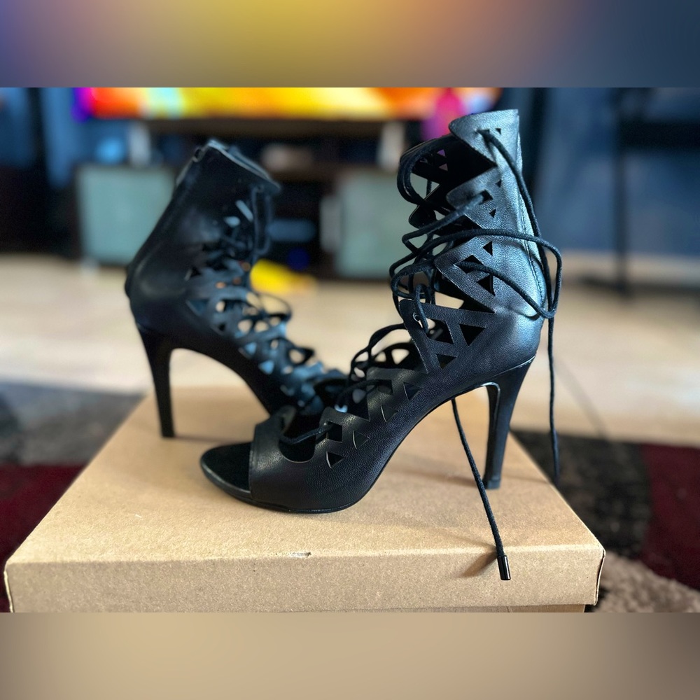 Joie Leather Lasercut Accents Gladiator Sandals
